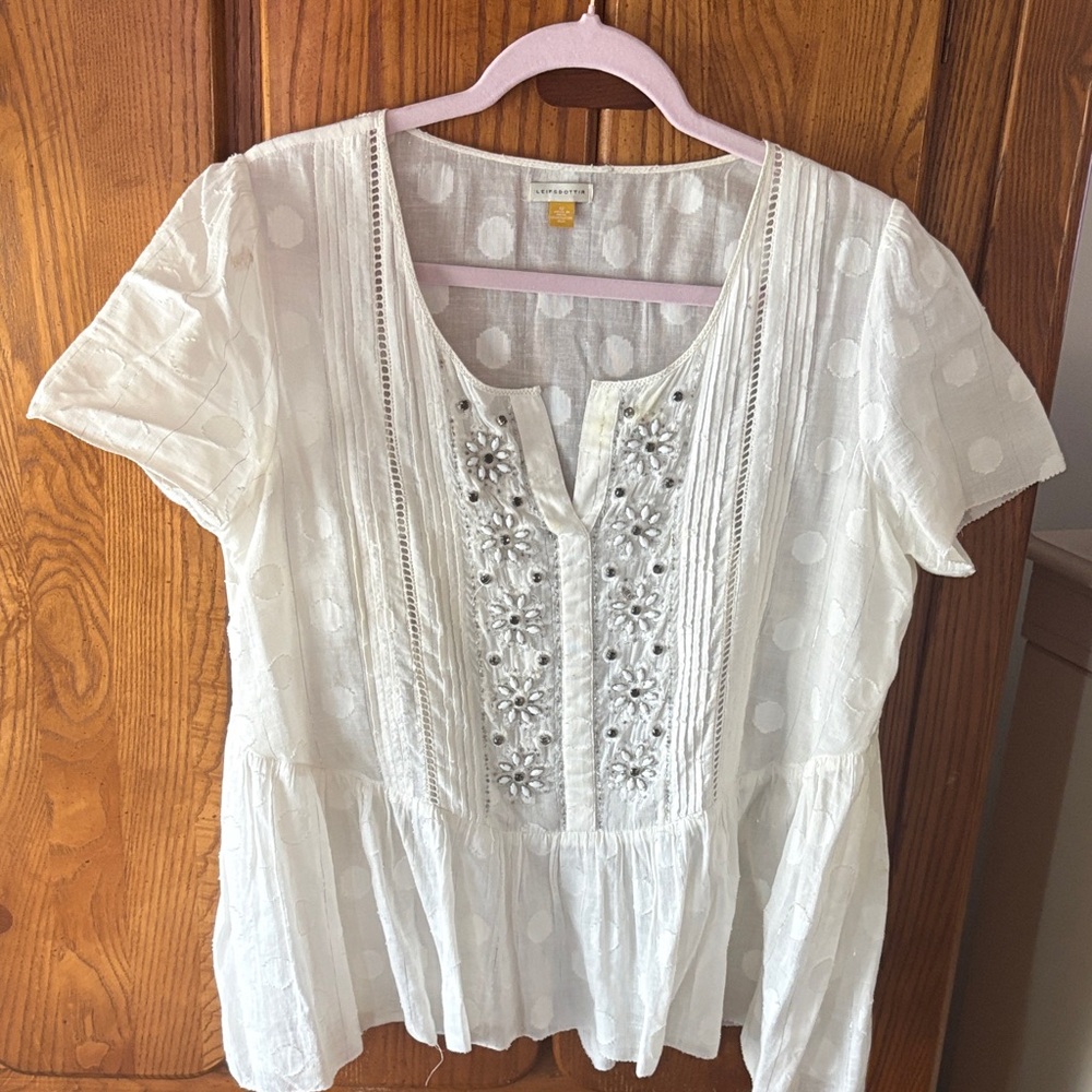 leifsdottir White Embroidered Peasant Tunic